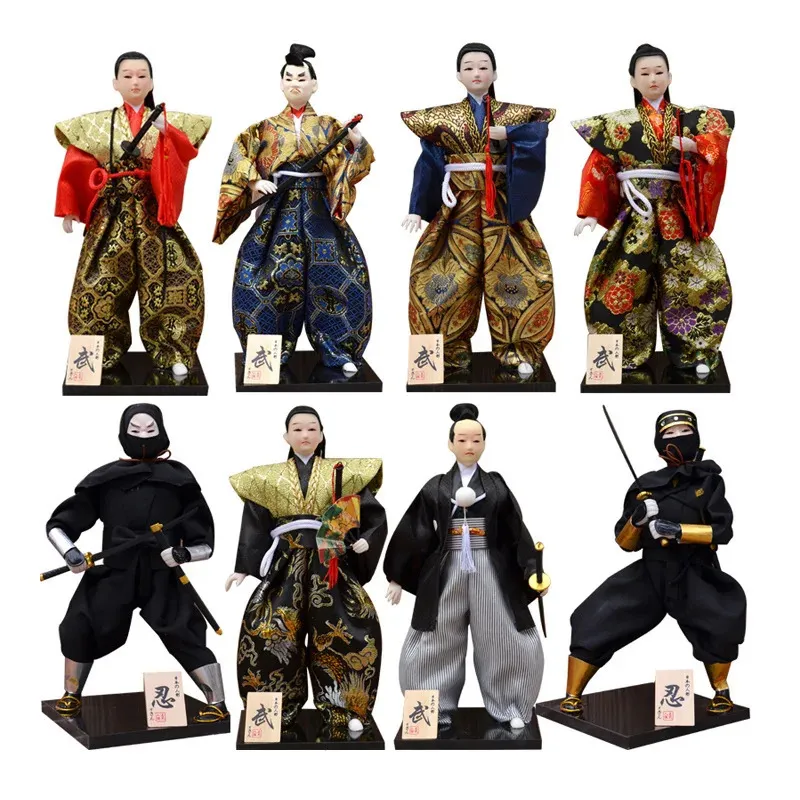 30cm Traditional Japanese Samurai Ninja Figurines Statues Japanese Dolls Ornaments Sushi Restaurant Home Decoration Gifts 240202