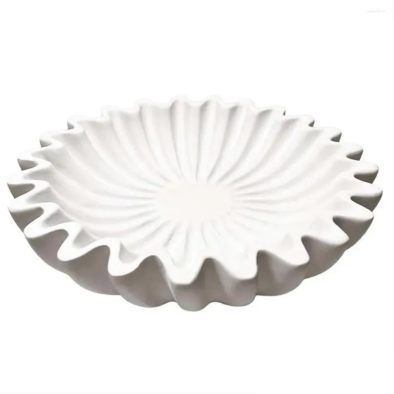 Set di stoviglie con volant scanalato Ciotola decorativa Capesante in resina Chiave di frutta per tavolo da ingresso Tavolino da pranzo Console Consegna a domicilio Gard Oth1B