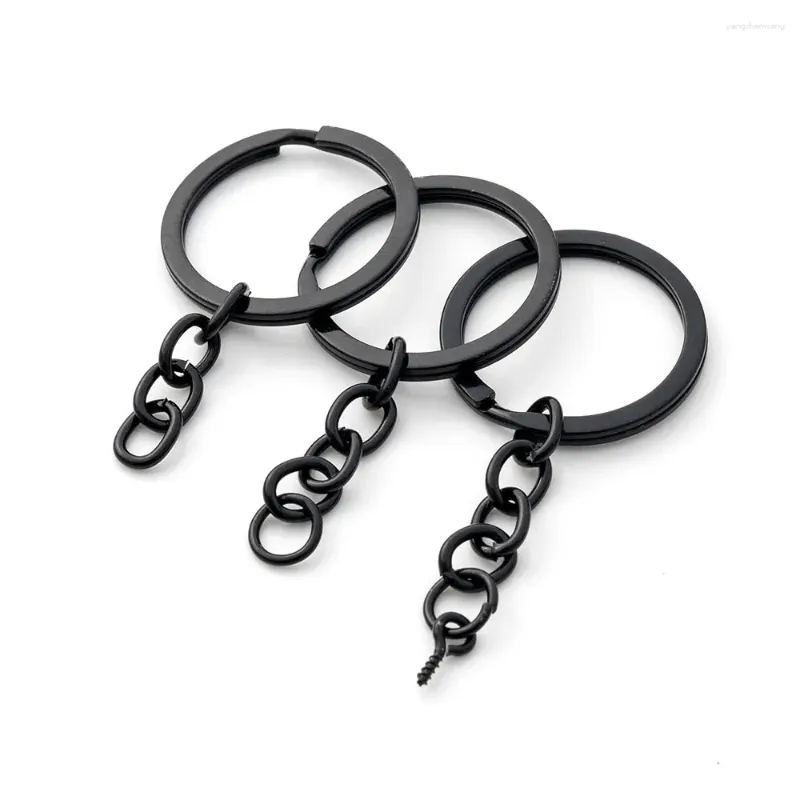 Keychains 20Pcs/Bag Black Key Ring With Four Link Chain DIY Handmade Small Object Doll Pendant Accessories