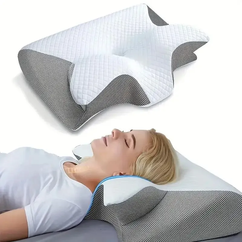 Oreiller cervical à mémoire de sommeil papillon, rebond lent, confortable, en mousse à mémoire de forme, oreiller de sommeil cervical orthopédique, Massage du cou, oreiller de lit 240202