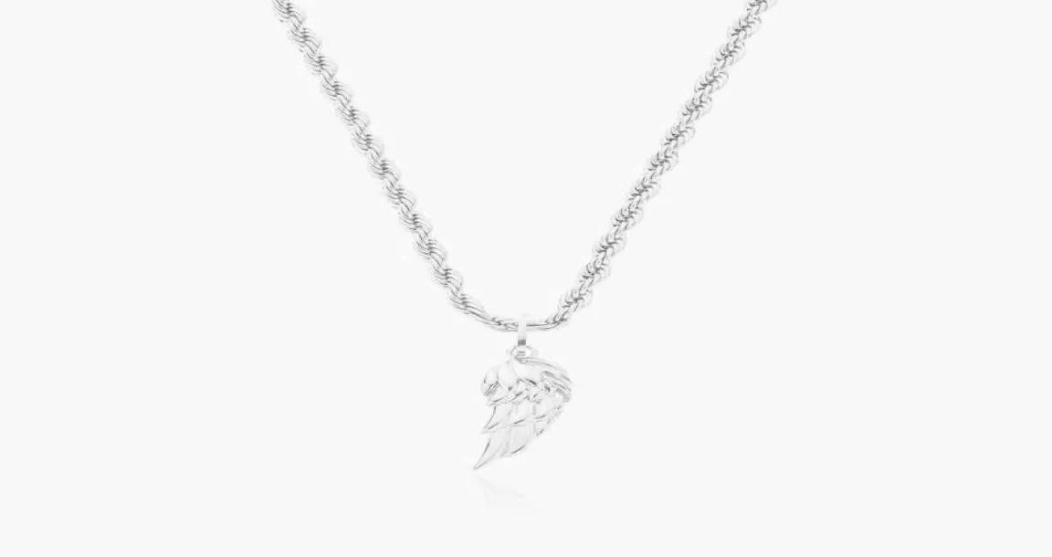 BT Gift Courage Mens Stainls Steel Pendant 14K Gold Plated Angel Feather Wing Necklace1020748