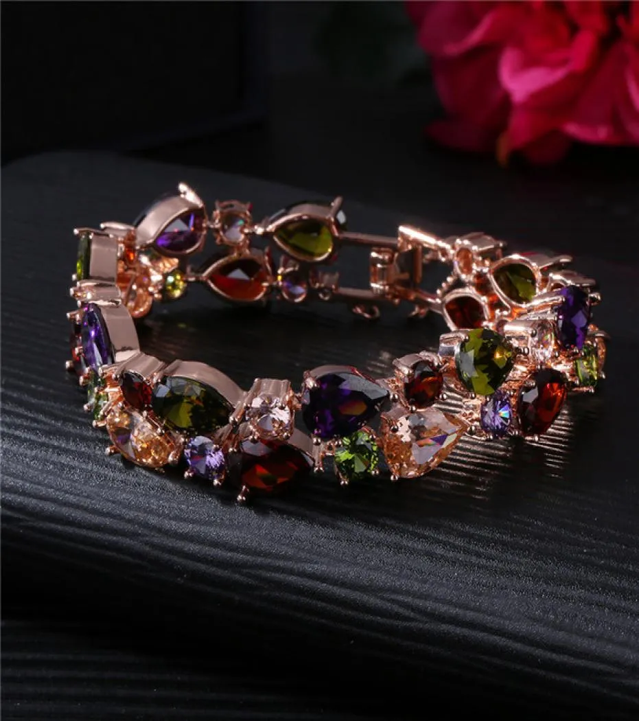 A3 European och American Mona Lisa Colorful Zircon Armband Colorful Rose Gold Armband Fading Jewelry vackert mode Matchin2981163