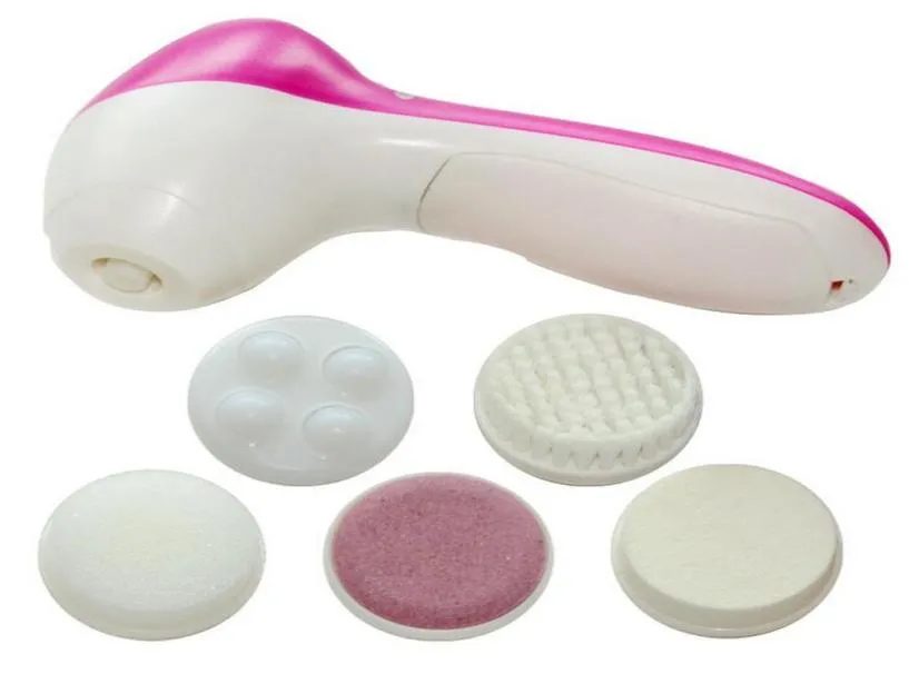 Mini spazzola per massaggiatore per la bellezza della pelle 5 in 1 lavaggio elettrico macchina per il viso detergente per pori del viso massaggio per la pulizia del corpo ZA19114570842