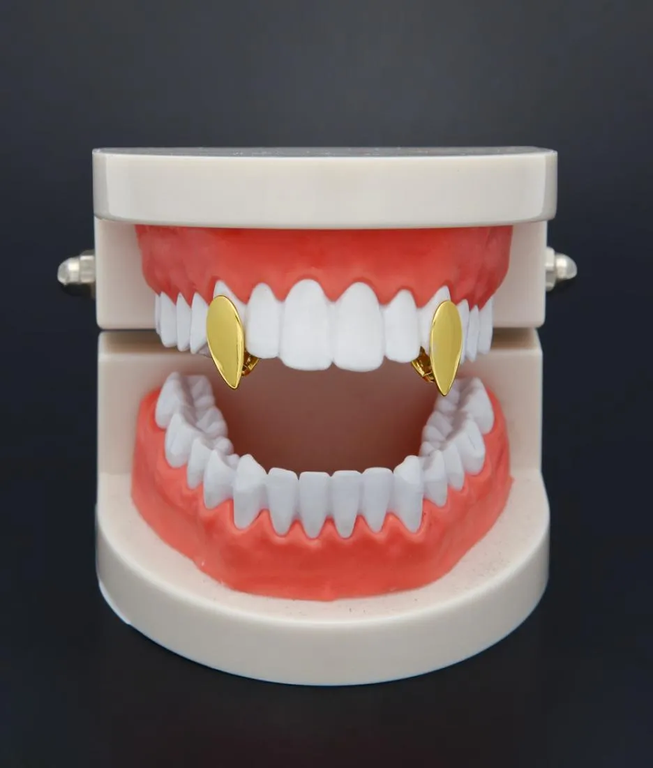 Neue Silber vergoldet Wassertropfenform Hip Hop Single Tooth Grillz Cap Top Bottom Grill für Halloween Party Schmuck6468283