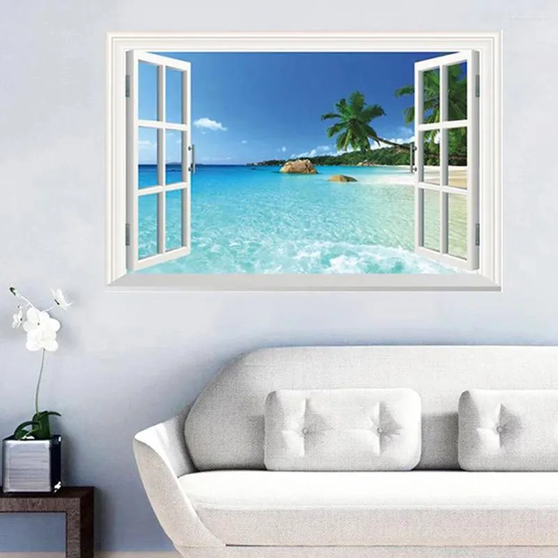 Naklejki ścienne Creative Paper Beach Seascape Art Sticker 3D Wyjmowana naklejka dla sypialni tła