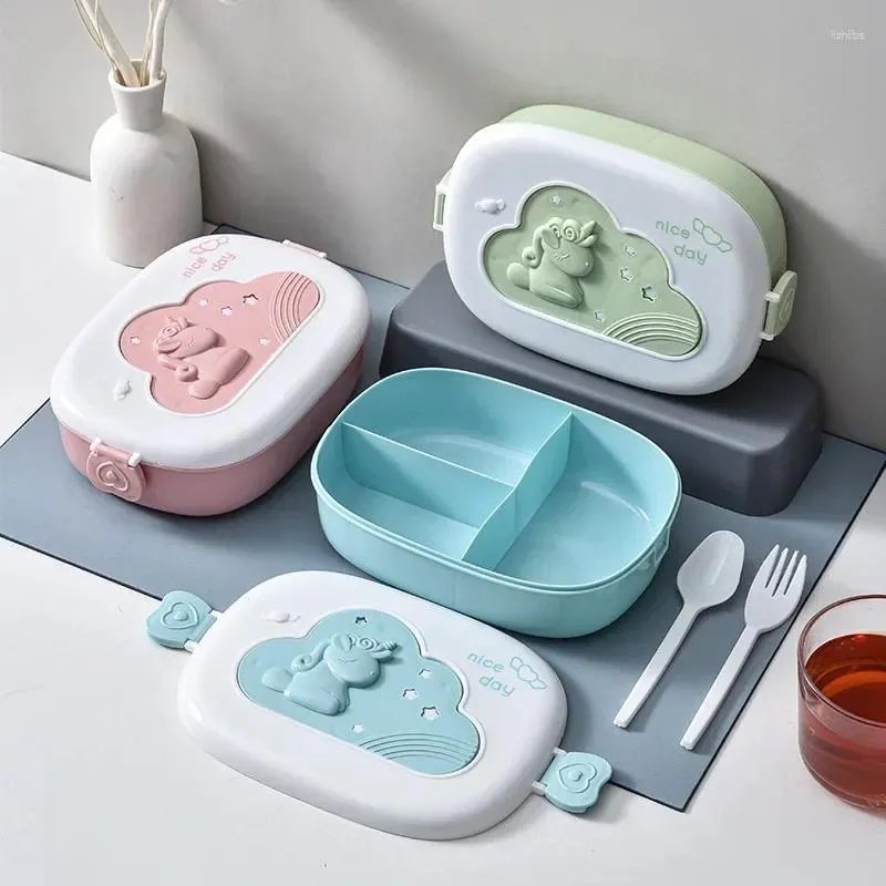 Vaisselle mignonne boîte à déjeuner pour enfants compartiment microware Bento enfants école Camping en plein air pique-nique conteneur Portable