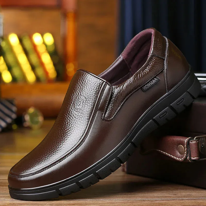 Mannen Echt voor informele handgemaakte lederen plat platform Wandelschoenen Buitenschoenen Loafers Ademboere sneakers 240129 3893 Plat 42 m