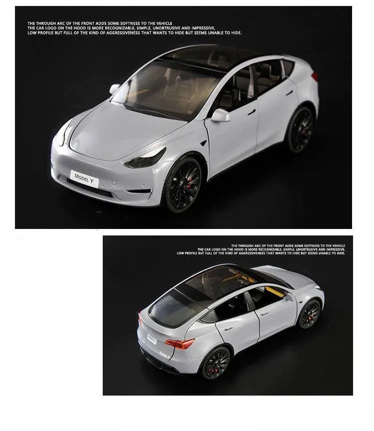 Tesla Model Y 1/24 Scale Diecast Car Toy With Sound & Light Boys Car