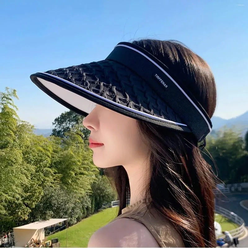 Gorras de bola Mujeres Playa Verano Vacío Top Sombrero para el sol Deportes al aire libre Ciclismo Viseras Sombreros Agujero transpirable Elástico Ajustable Béisbol