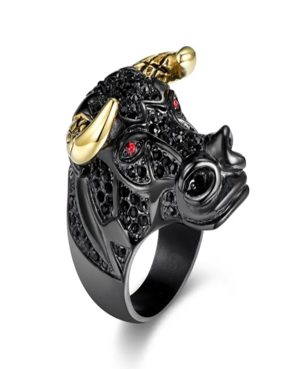 BC Big Head Cow Design New Animal Ring New Black and GoldColor Jewelry for Party Design Quality Quality Fashion Rings7574686