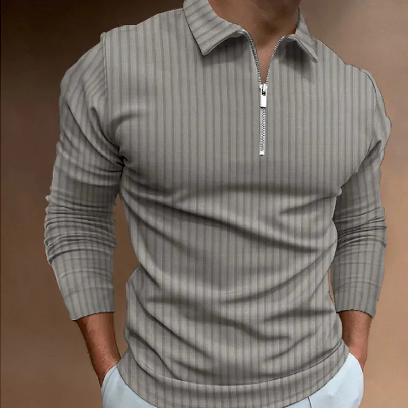 Menas de moda com manga longa zíper pólo shhirt homens casuais tamanho grande lapela estampest shirt s-5xl.240125