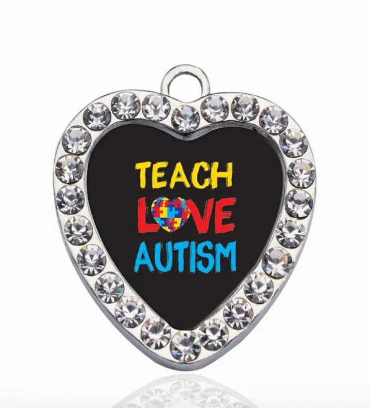 TEACH LOVE AUTISM AWARENESS CIRCLE CHARM Kupfer Anhänger für Halskette Armband Stecker Frauen Geschenk Schmuck Zubehör6935552