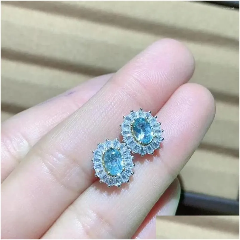 Studörhängen Topaz Ring Natural and Real Earring 925 Sterling Sier Fine Jewelry Drop Delivery Otmpv