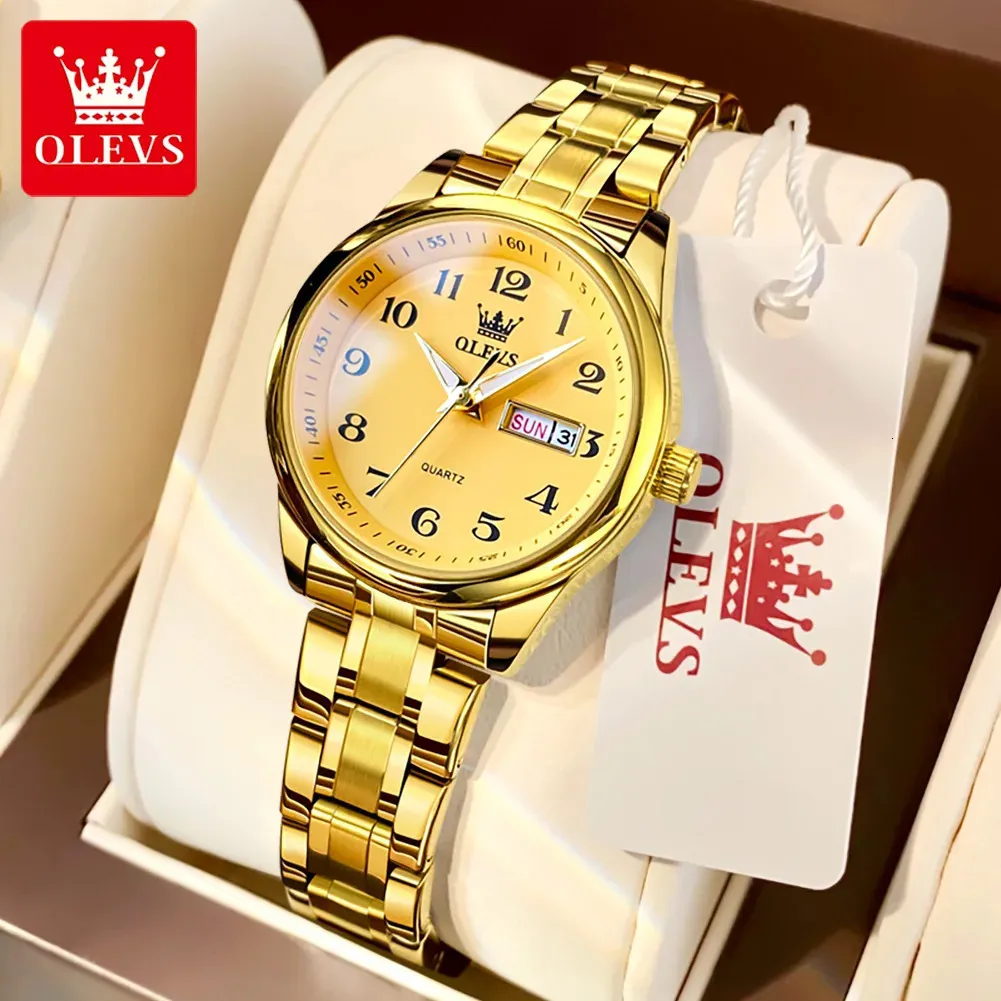 OLEVS Original Quartz Watch for Women Classics Digital Dial Rostfritt stål Vattentäta armbandsur presenter Damer 240202