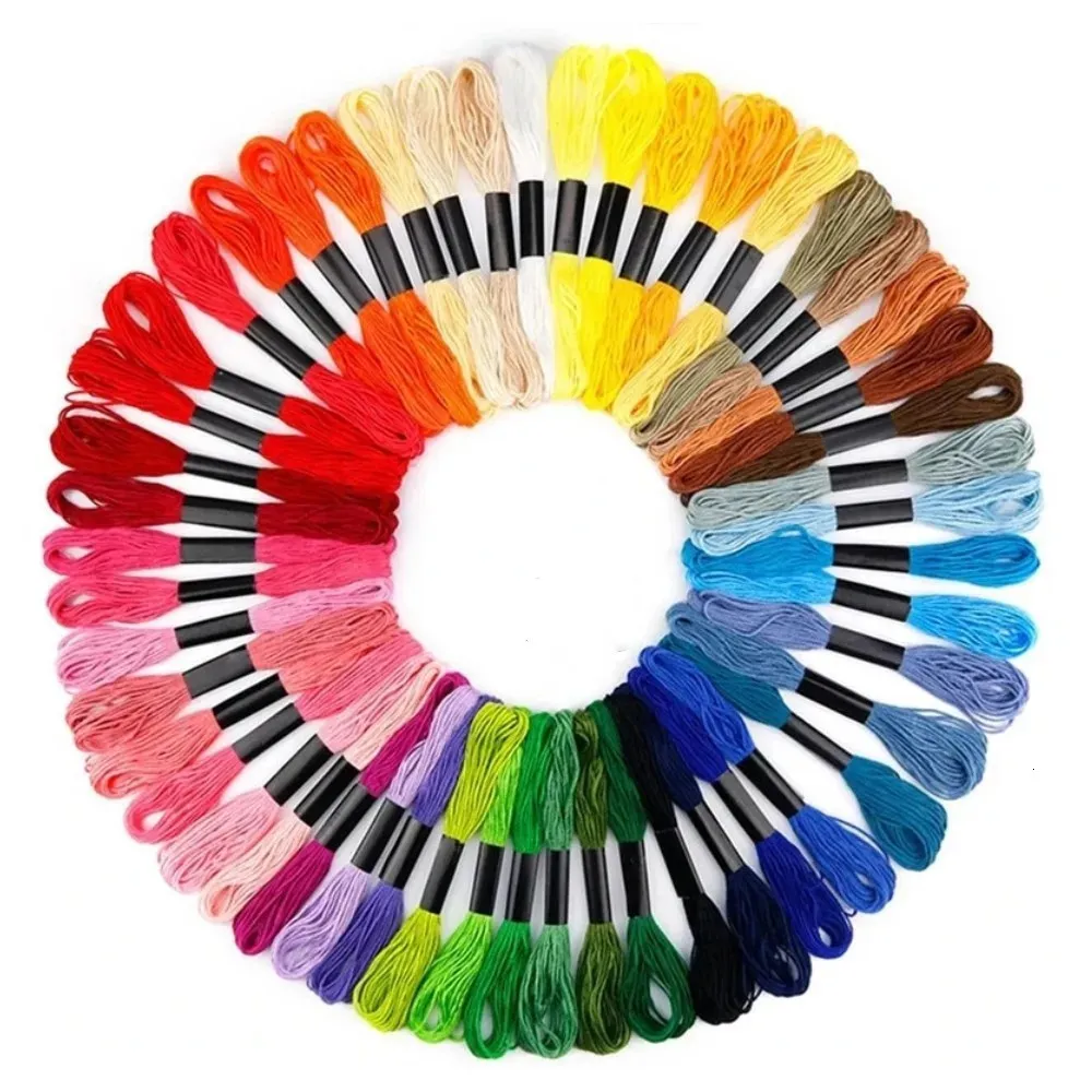 50個のランダムな色の刺繍スレッドDIYシルクスレッド分岐スレッド240208