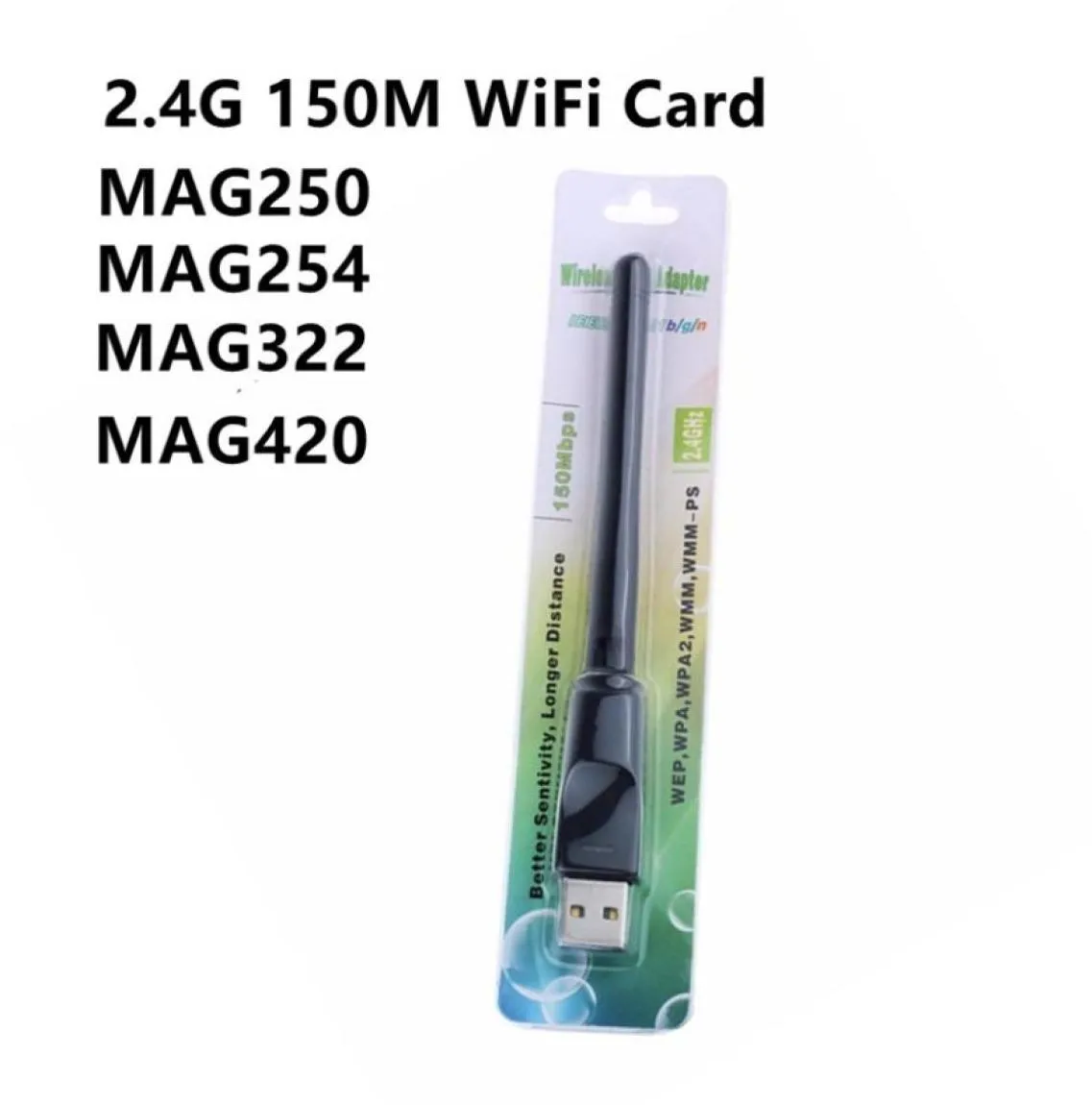 Беспроводной USB-сетевой адаптер 24 ГГц, 150 Мбит/с, 2 дБ, Wi-Fi-антенна, WLAN-карта, приемник для MAG250 MAG254 MAG322 STB7345405