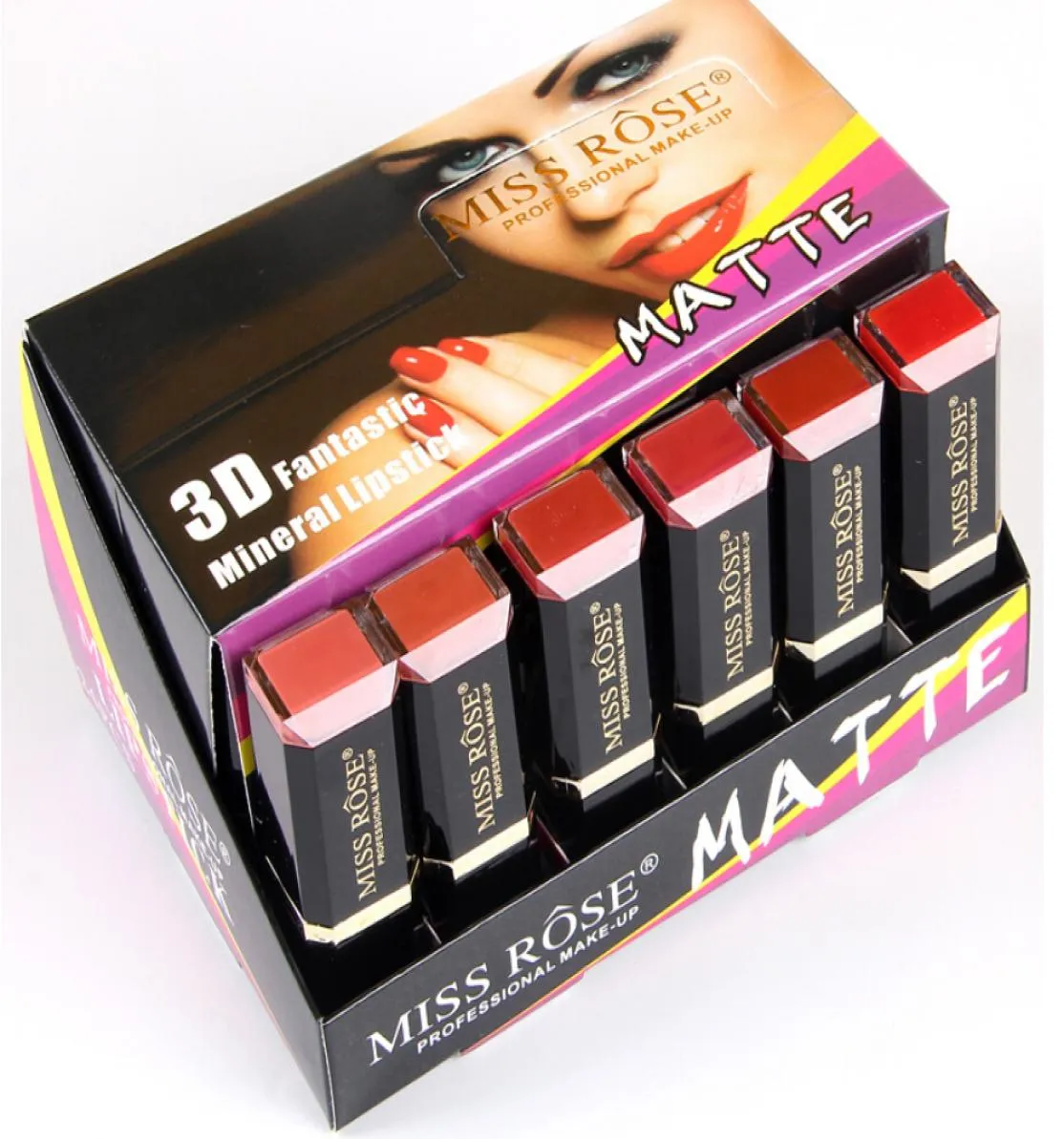 E Ny ankomst 24pcsset Makeup Lipsticks Miss Rose 3D Brilliant Smoothing Waterproof Longlasting Lip Stick Cosmetics Matte Batom1038284