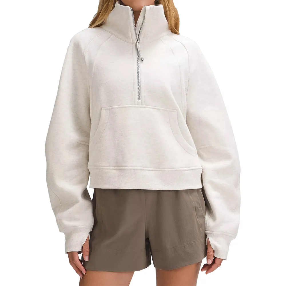 Veste de yoga à col entonnoir pour femme, manteau à demi-fermeture éclair, vêtements surdimensionnés, trou pour le pouce, vêtements de sport, entraînement de gymnastique, haut à capuche, tenues de fitness, sweat à capuche de course