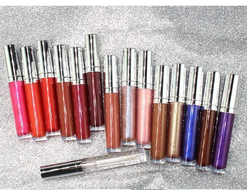 Beauty Cosmetics Vegan 26 Farben Glitzer Schimmer Flüssiger Lipgloss Custom Private Label Makeup Lipgloss Lippenstift Kein Logo Rund Silv6338876