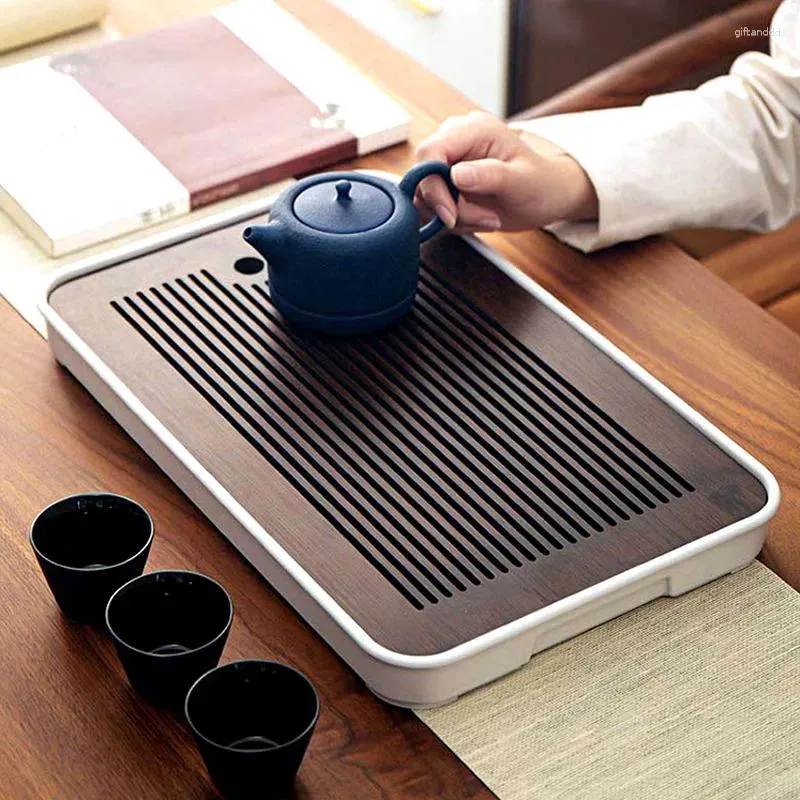 TEA TRAYS Kinesiska bambu Melamin Small Table Set Tray Drainage Water Storage Hushåll Simple Sea