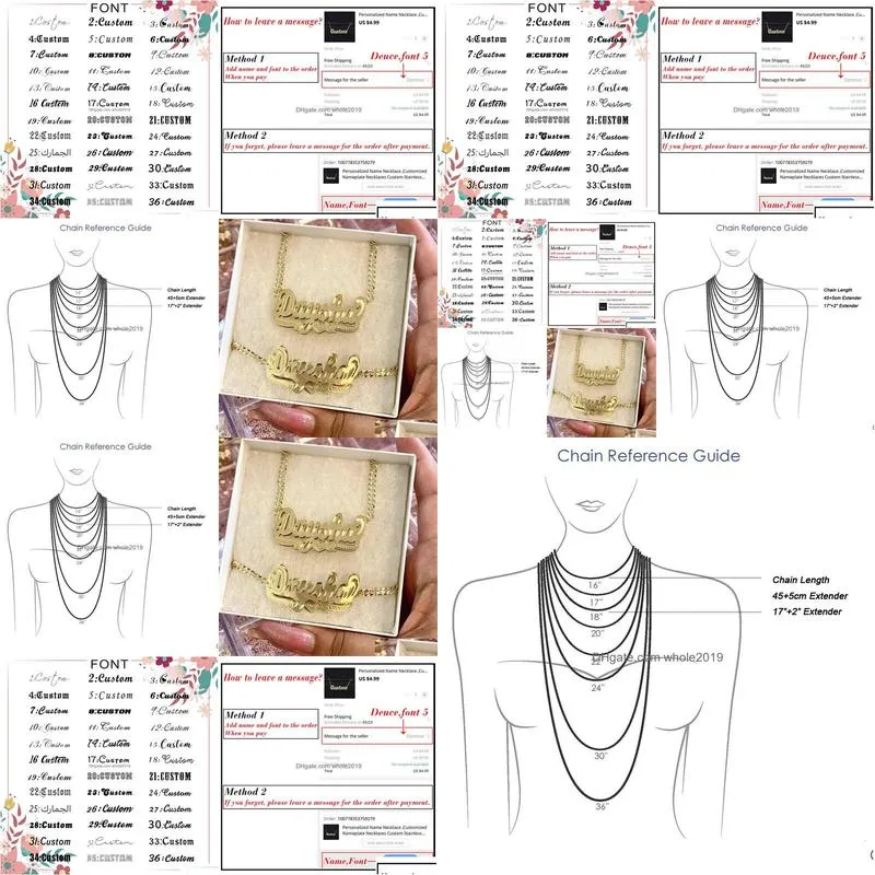 Hangertjeskettingen 18K vergulde naamplaatketting Gepersonaliseerde dubbellaags 3D met hart Aangepaste naam Roestvrij stalen sieraden Dhols