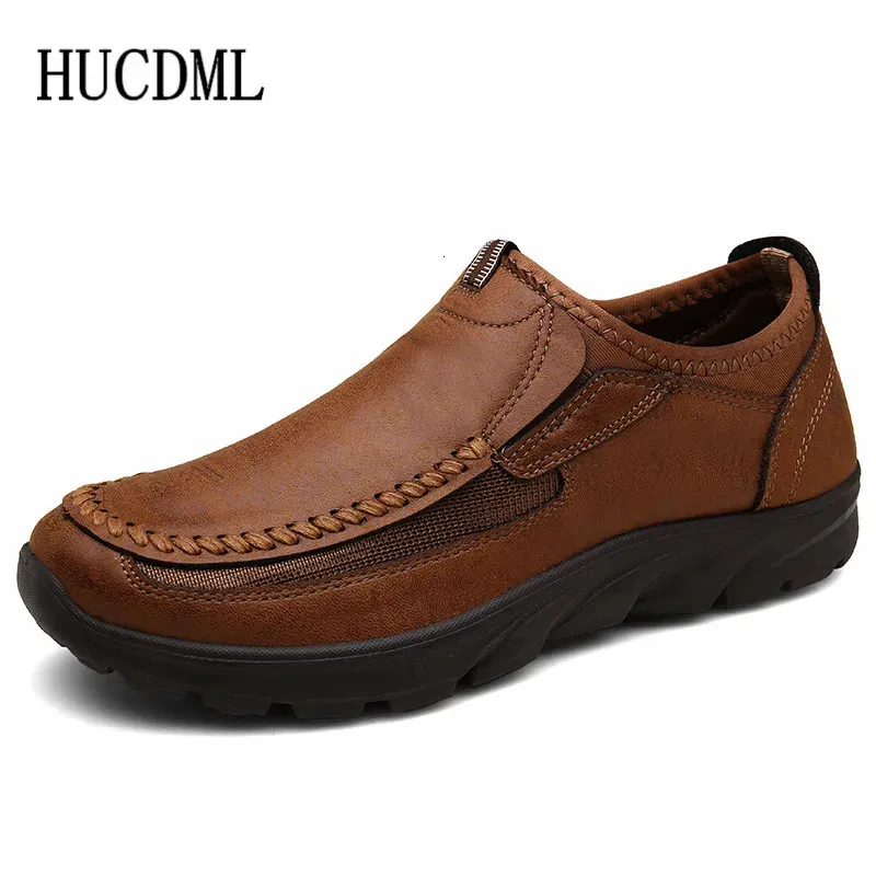 Sole morbide leggere casual comode scarpe in pelle slip-on uomini moca