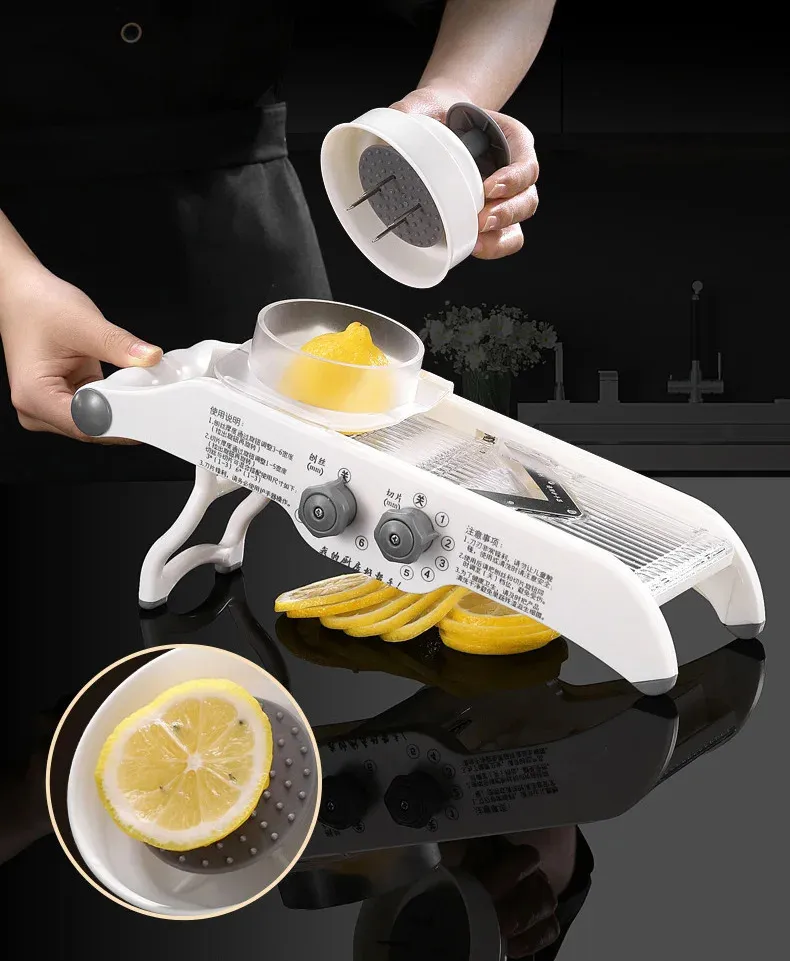 野菜のスライサー多機能フルーツポテトカッターバスケット付きの