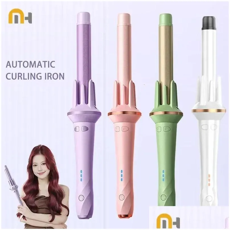 الشباك مكاوي Minhuang 28/32mm Matic Hair Curler كبيرة الموجة الحديد ملقط درجة حرارة قابلة للتعديل أنيون تصفيف التدفئة السريعة بيرلز Dro Dhxa9