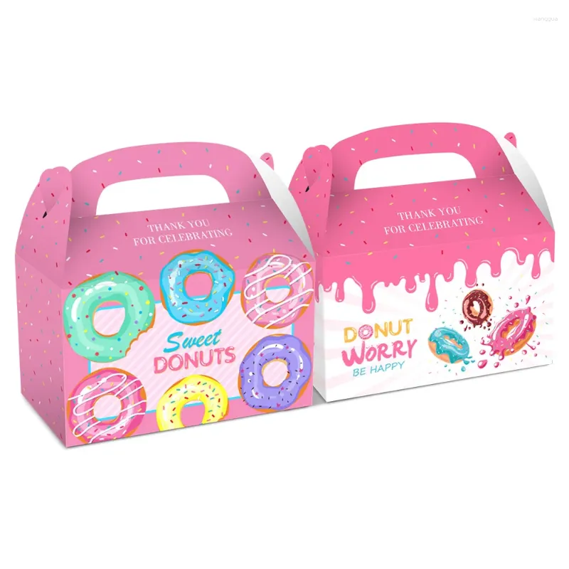 Cadeauverpakking 4 stuks Donut Party Papier Bonbondoos Voor Babyshower Koekjes Dozen Thema Gelukkige Verjaardag S Kindergunsten