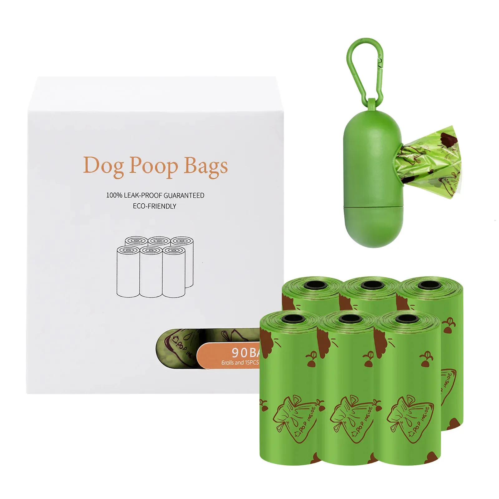 PET-sopor Påsar Eco-vänliga EPI Degradable Dog Poop Picker Ersättningspåsar för CarOffice Bedroom Desktop Garbage Cleaning 240130