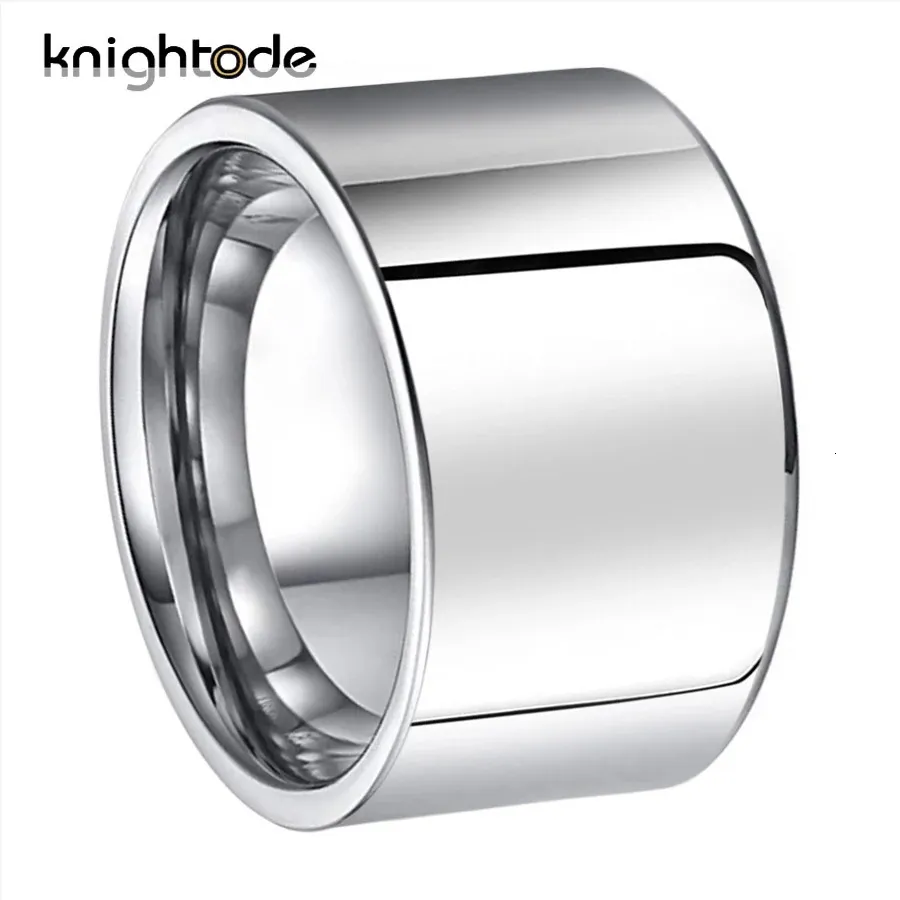 12 mm breedte wolfraamcarbide ring man ring eenvoudige platte band ring gepolijst glanzend 240119