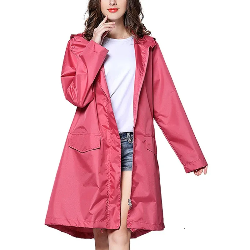 Kobiety mężczyźni płaszcz przeciwdeszczowy Windbreaker Lekka oddychająca zamek deszczowy Trench płaszcz poncho wiatroodporna odzież deszczowa z kapturem 240124