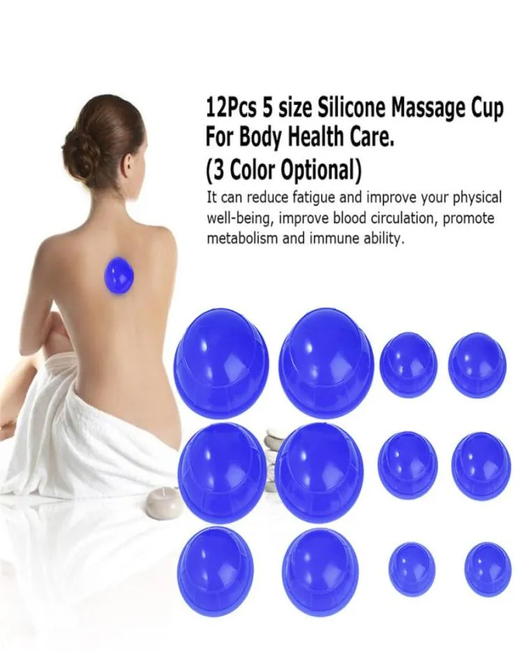 12Cup 5 size Mini Silicone Massage Cup Body Vacuum Cupping Cup Moisture Chinese Cupping Therapy Set2858353