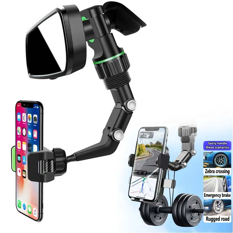 Support de téléphone de voiture universel réglable, Clip rotatif à 360 degrés, rétroviseur, vue à la première personne, prise de vue vidéo de conduite