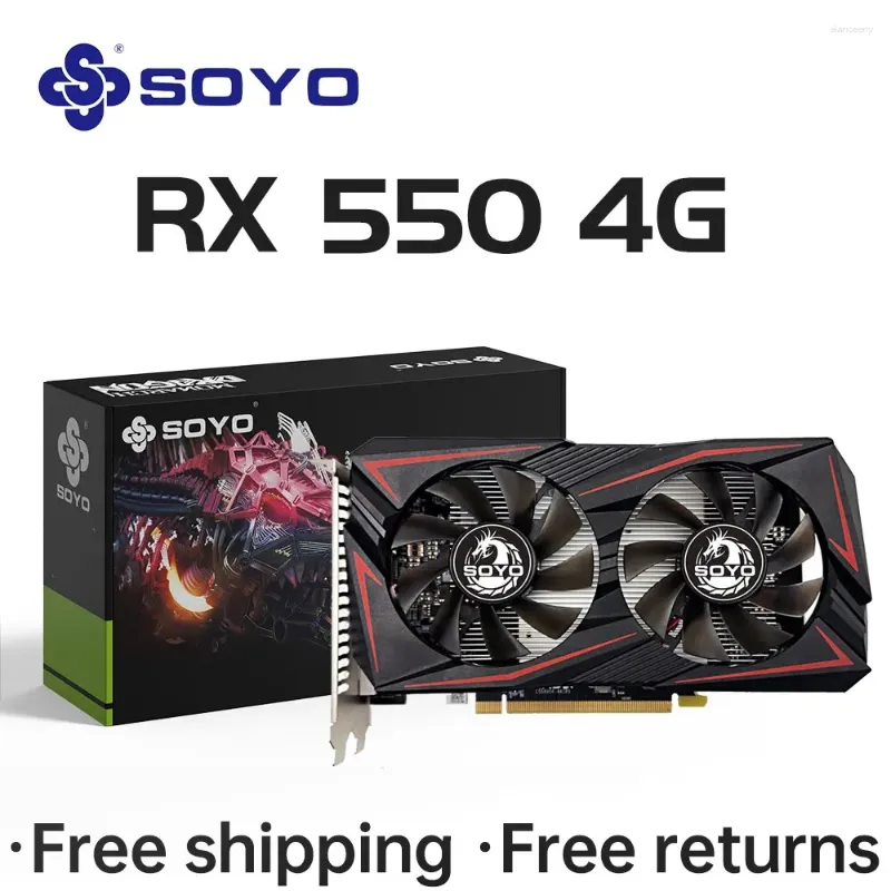 Видеокарты SOYO RX 550 4G Карта AMD GPU Radeon RX550 GDDR5 128 бит 14 нм DVI HDMI DP Компьютер ПК Игровое видео Полное