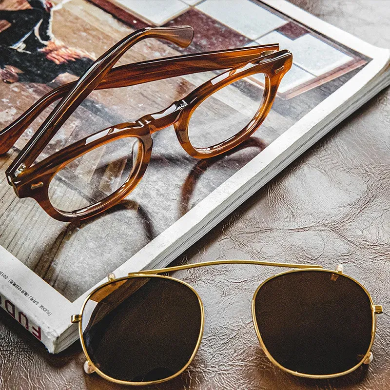 Maden Vintage-Brille mit rundem Rahmen für Herren, Amekaji, abnehmbare polarisierte Sonnenbrille, Markendesigner-Brillen, Fashion Eye 240119