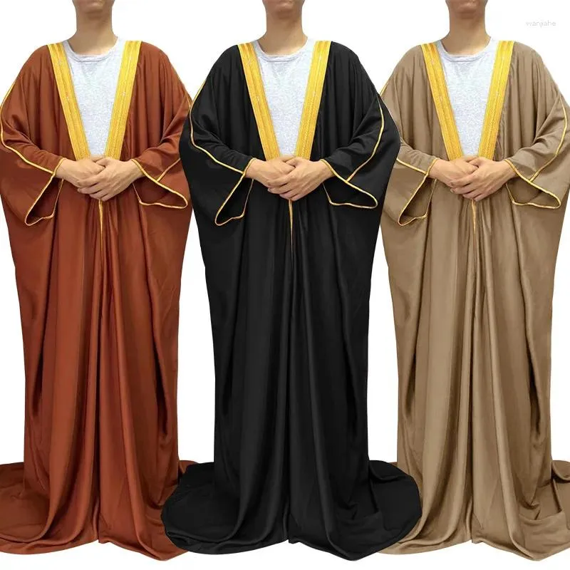 Ethnic Clothing Satin Islamic Clothes Muslim Dubai Men Bisht Abaya Eid Arab Open Kimono Thobe Saudi Robe Bachelor Jubba Dress Middle East