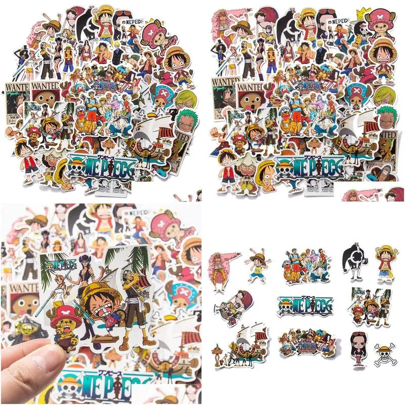 Car Stickers One Piece For Water Bottles 50Pcs Cartoon Luffy Sticker Kids Teens Adts Drop Delivery Mobiles Motorcycles Exterior Acces Dh8L1