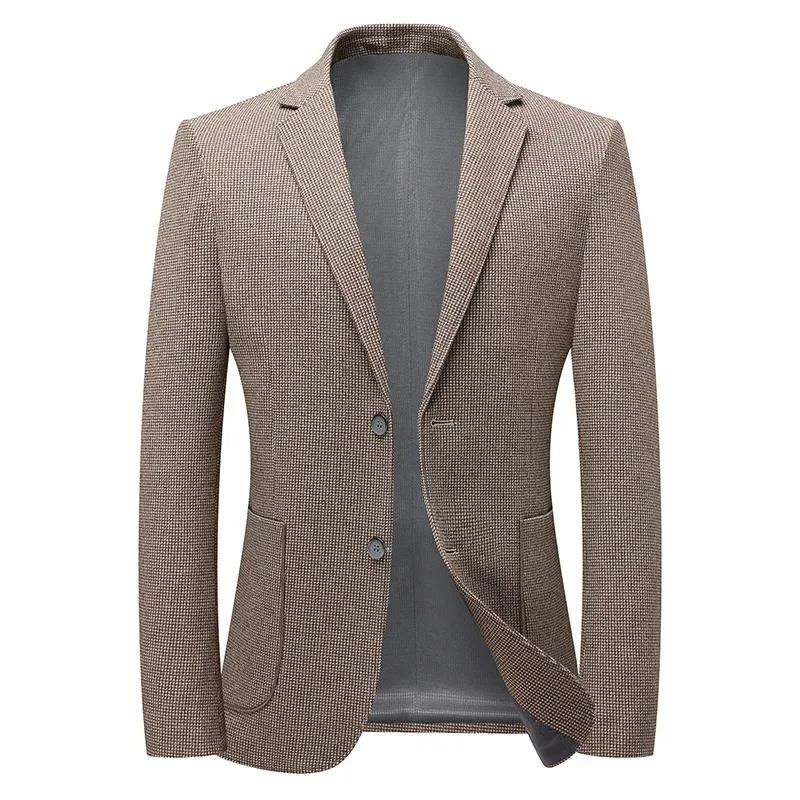 Allinone Fashion Thousandbird Checkered Suit for Men Slim Spring and Autumn Business Single West Trend Senior Sense Small 240201