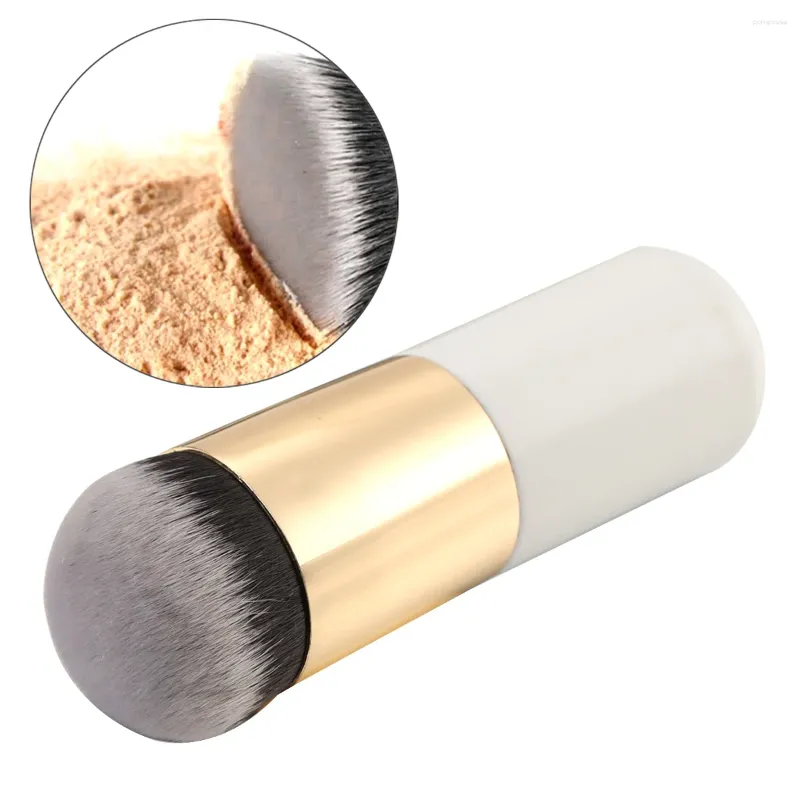 Make-up-Pinsel, flach, Foundation-Pinsel, kurz, tragbar, zum Mischen von Puder (weiß)