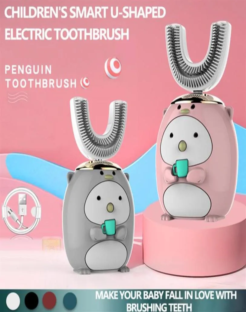 SMART 360 DEGREES U Electric Tooth Brush Kids Silicon Automatic Ultrasonic Teeth Tooth Brush Cartoon Mönster Children211b9255154