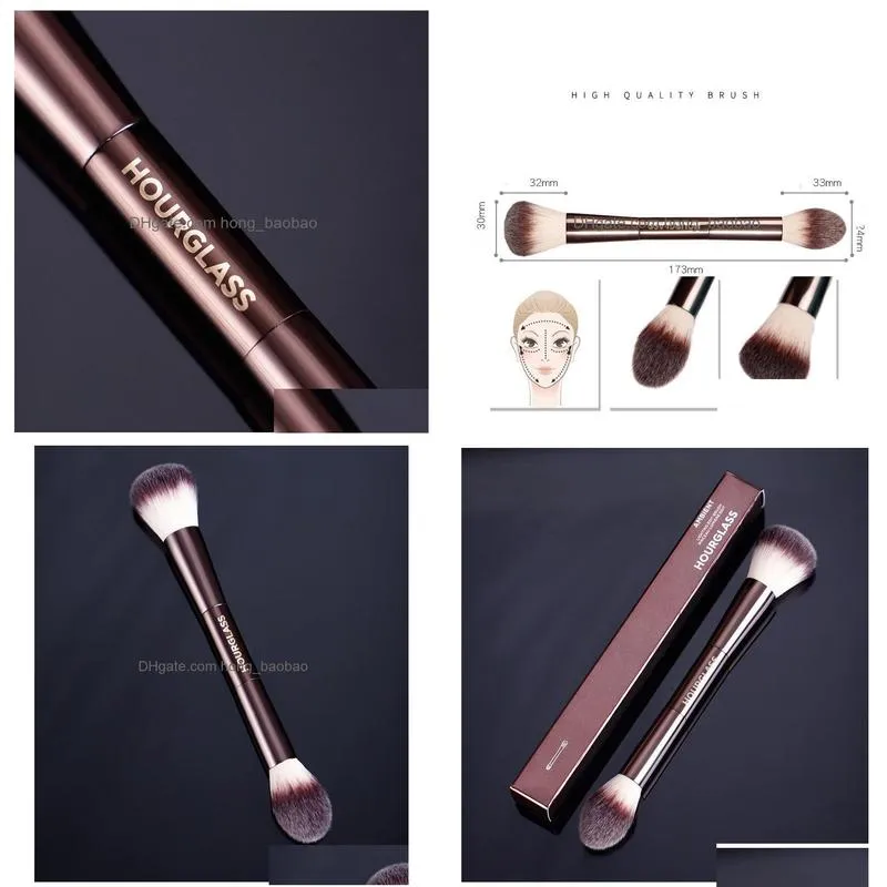  hourglass ambient lighting edit makeup brush double ended multi-functional face bronzer blush powder cosmetic brushes
