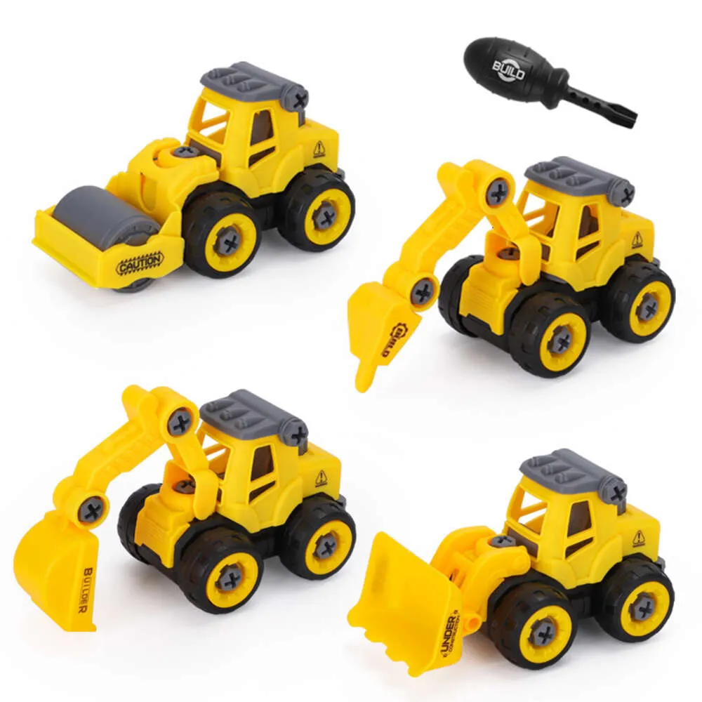 Hantverksverktyg Demontering av konstruktionsfordon grävmaskin med barn leksak pussel diy löstagbar monteringsmutter färglåda
