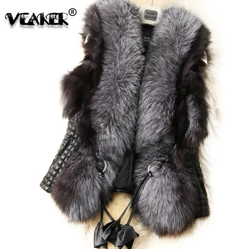 Kobiety Faux Fur Kamizel jesień zima moda szczupłe kamizelki skórzane kamizelki ciepłe rękawe kamizelka futra kamizelka s-3xl 240131