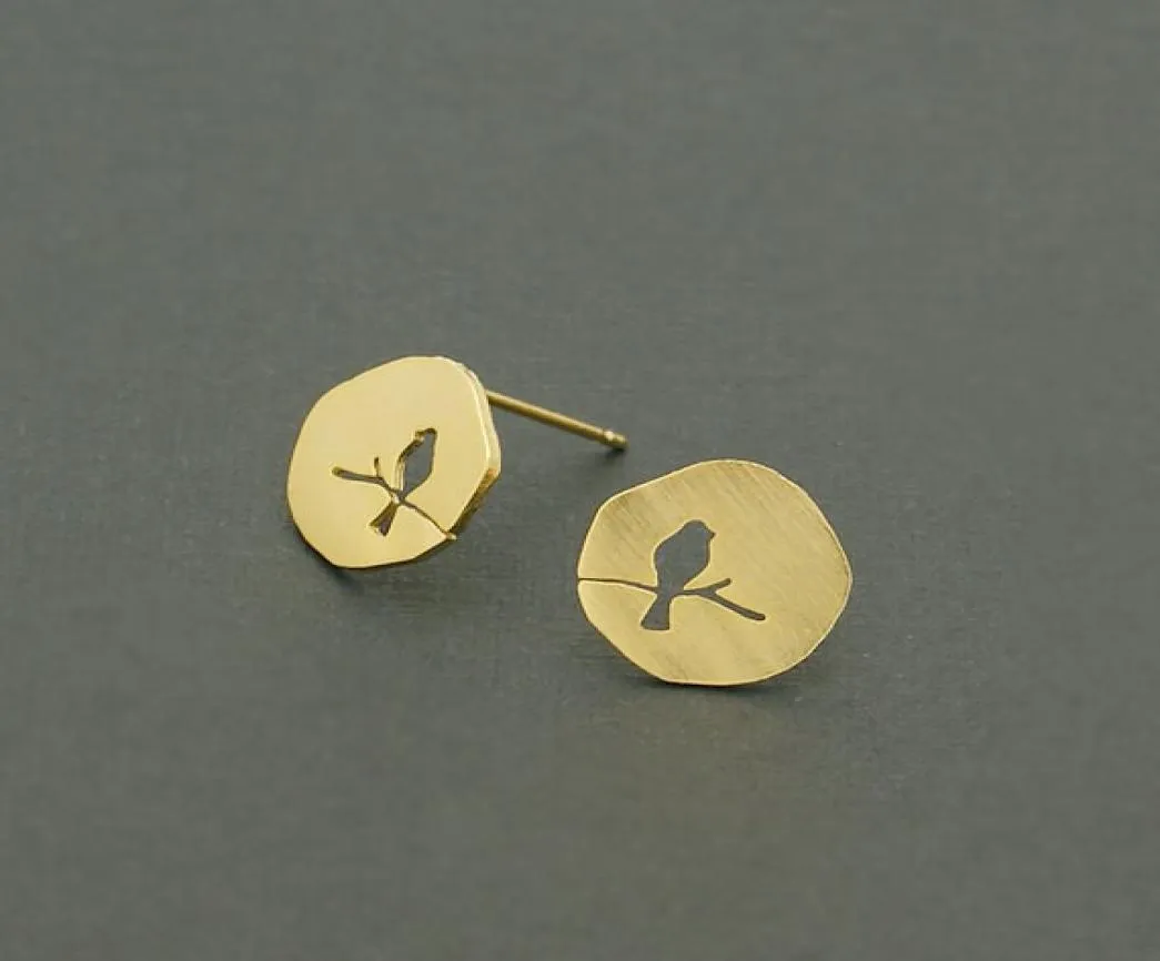 Design de mode mignon petit oiseau Animal creux sur une branche boucle d'oreille pour les femmes boucles d'oreilles de mariage Vintage 10pairs4345499