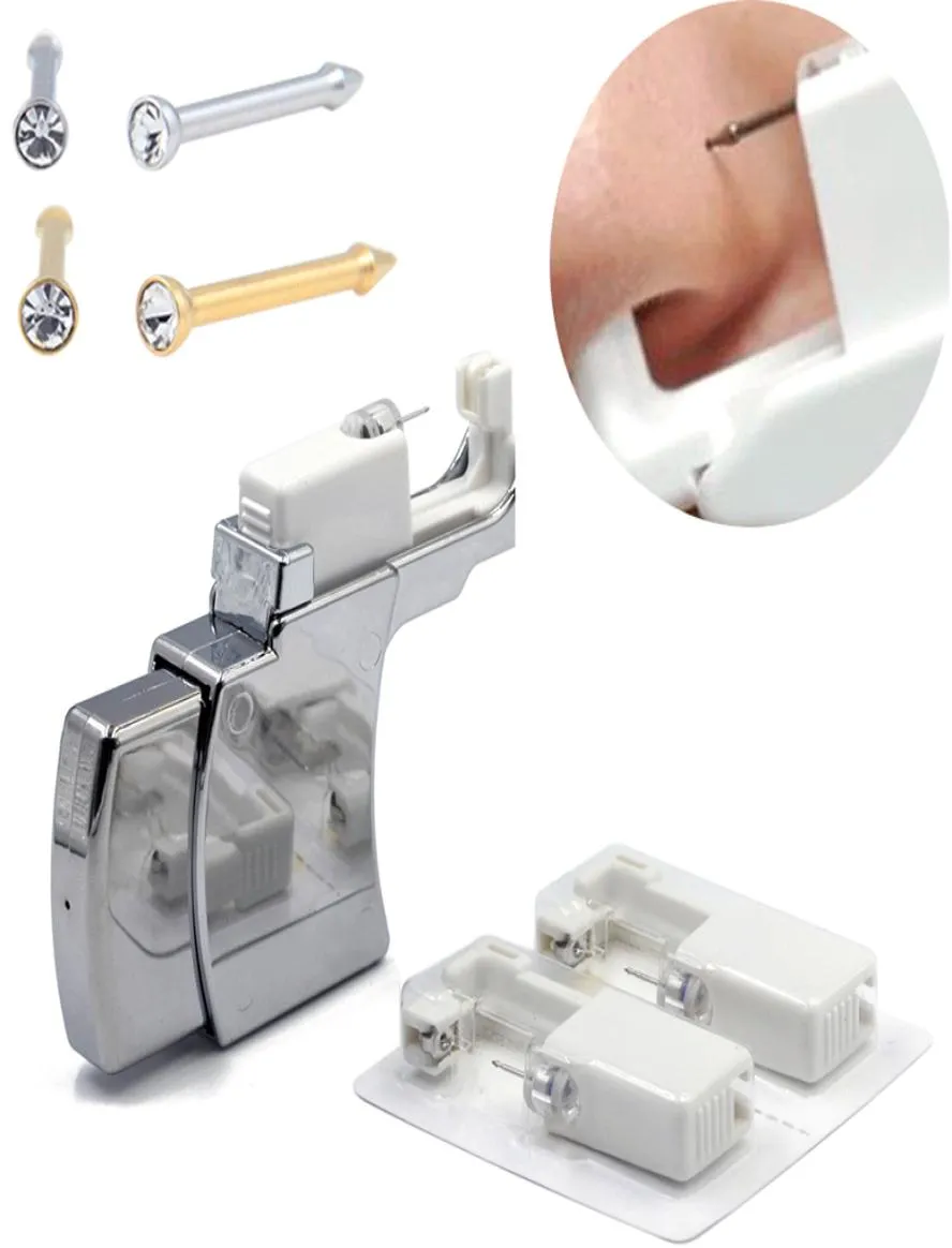 1 set wegwerp veilige steriele piercing-eenheid voor 2 mm neusstekers piercing pistool piercer tool machine kit stud oorbel lichaamssieraden7546280