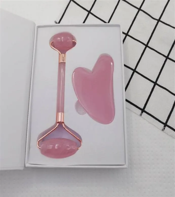 Epacket Massaggio Resina Rullo per il viso Rosa Gua Sha Rulli per il viso Occhio più sottile Raschietto Cosmetico per la cura della pelle Strumento di bellezza con confezione regalo Set4790754