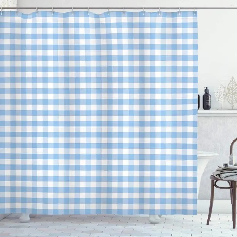 Shower Curtains Checkered Curtain Little Squares And Stripes Pastel Color Gingham Repeating Rows Vintage Tile Cloth Fabric Ba