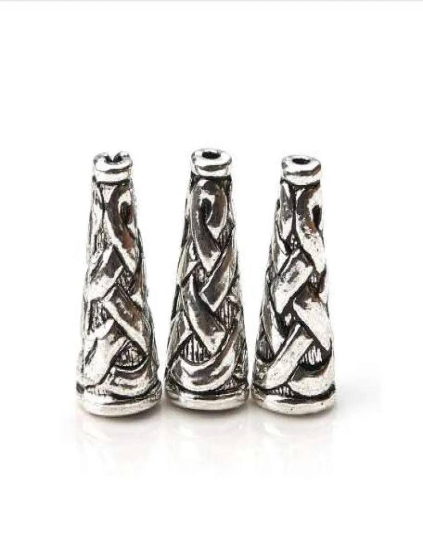 10pcslot 1865mm Antique Silver Color Cone Bead Caps Embossing Alloy End Cap DIY Craft Jewelry Findings1543430