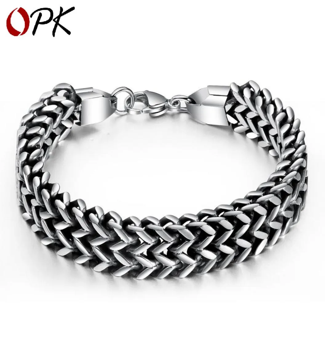 Titanium stalen herenarmband Buitenlandse handel Vintage DoubleLayer schaalarmband Power Style gepersonaliseerde trendy herenstudent Jood5106188